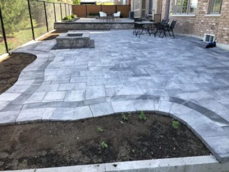 Outdoor living space with fire pit